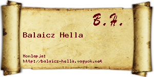 Balaicz Hella névjegykártya